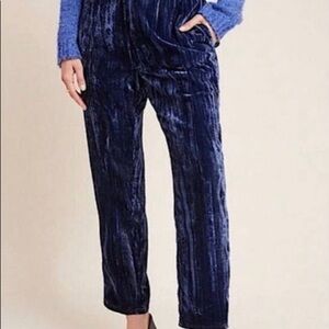 Tina+Jo Anthropology Blue Velvet Tapered Ankle XS